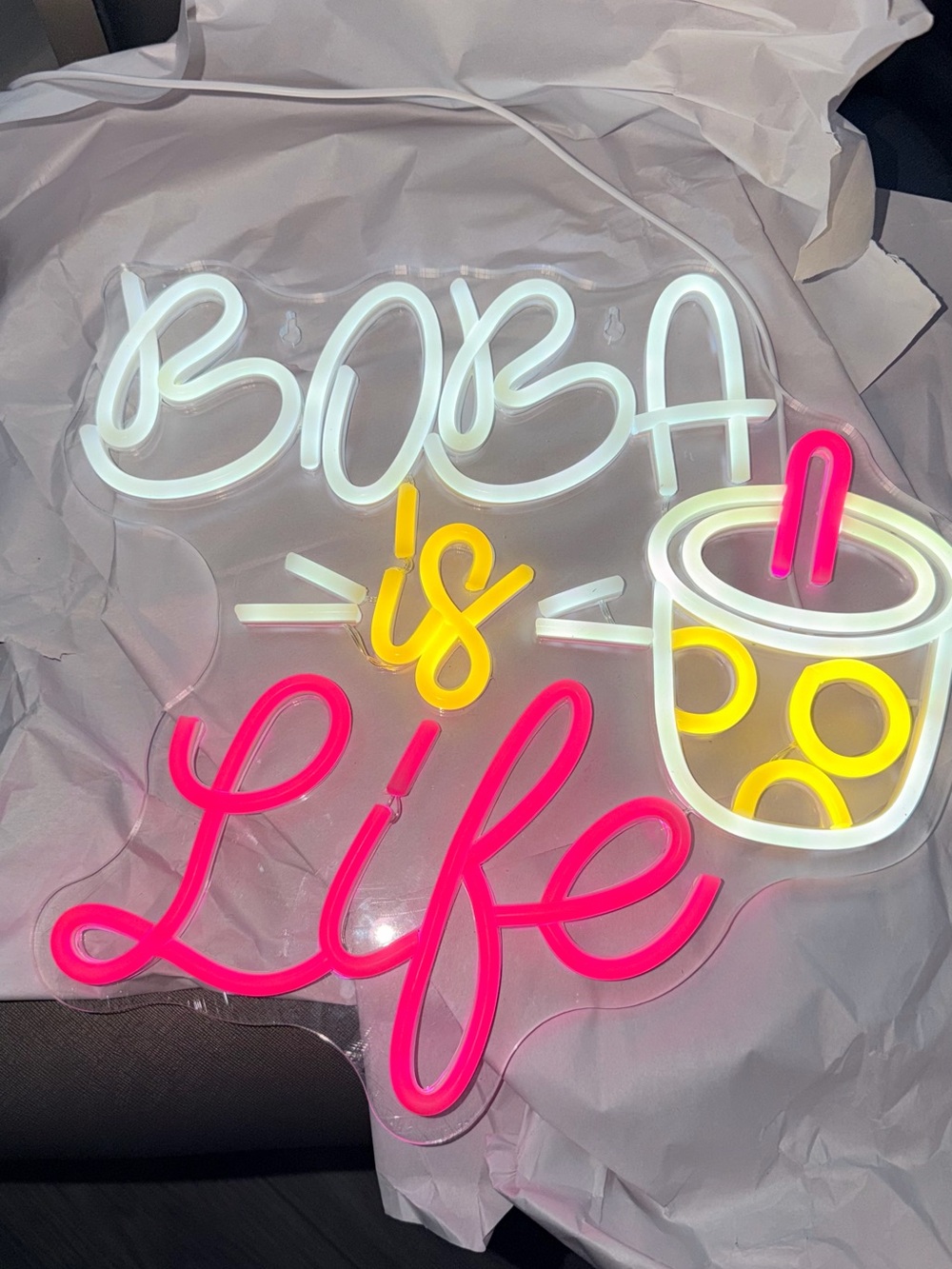 Boba Is Life Neon Sign - Pink, White & Yellow